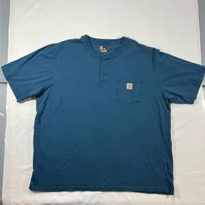 Carhartt Henley Pocket T Shirt Mens 3XL Blue Original Fit Workwear